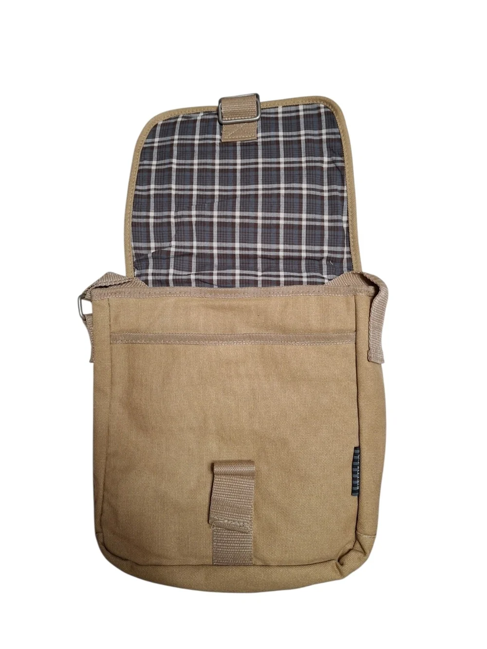 Vintage Field & Co. Canvas Messenger Bag with Leather Trim - Tan